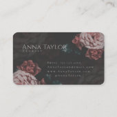  visitekaartje met roze rozen (Achterkant)