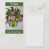 Visitekaartje met roze tulpen (Voorkant / Achterkant)