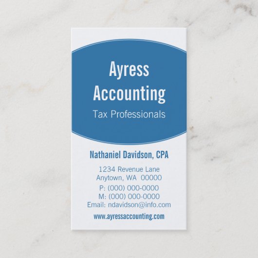 Visitekaartje met schone krommen, Vet blauw (Voorkant)