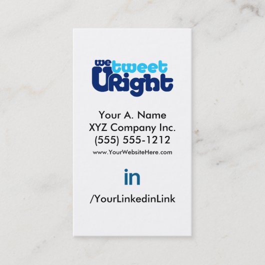 Visitekaartje met sociaal profiel WTURiteB 2.0 ver (Voorkant)