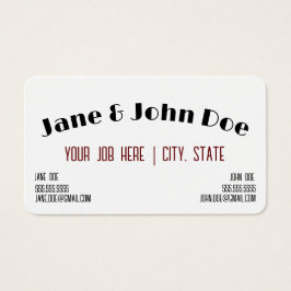 Visitekaartje met spot voor twee namen en contacte