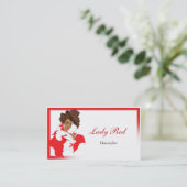 Visitekaartje met stijlvolle afro-vrouwelijke illu (Staand voorkant)