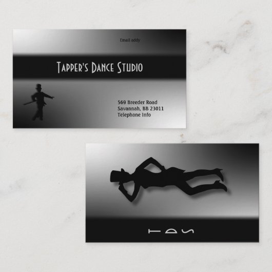 Visitekaartje met tapdansscherm - zwart in zilver (Voorkant / Achterkant)