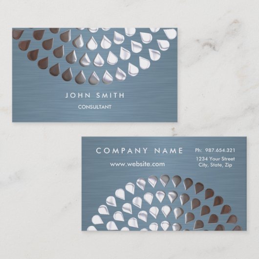 Visitekaartje met twee zijden zilver en blauw Mand (Voorkant / Achterkant)