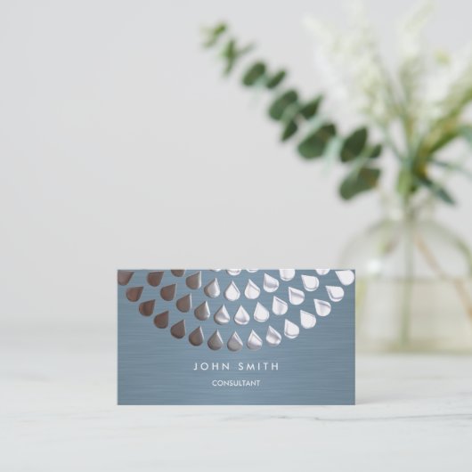 Visitekaartje met twee zijden zilver en blauw Mand (Staand voorkant)