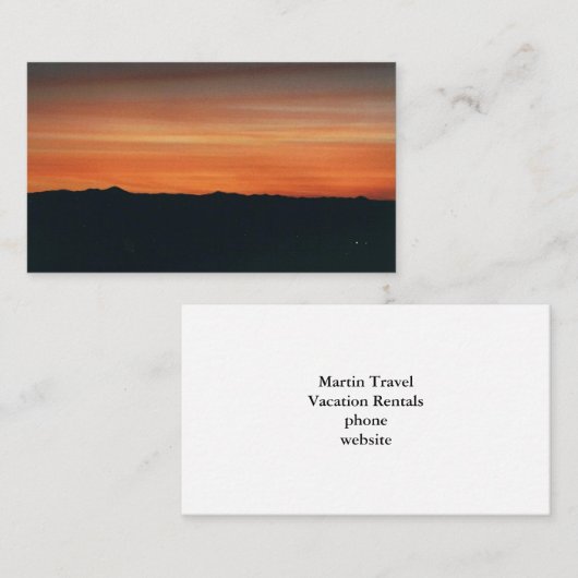 visitekaartje met Uitzicht voor de Sunset Mountain (Voorkant / Achterkant)