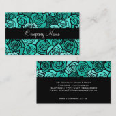 Visitekaartje met vintage turquoise rozen (Voorkant / Achterkant)