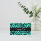 Visitekaartje met vintage turquoise rozen (Staand voorkant)