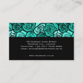 Visitekaartje met vintage turquoise rozen (Achterkant)