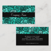 Visitekaartje met vintage turquoise rozen (Voorkant / Achterkant)
