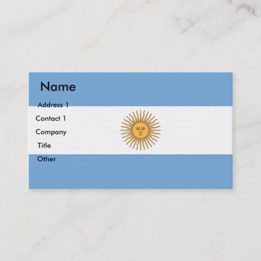 Visitekaartje met vlag van Argentinië (Voorkant)