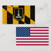 Visitekaartje met vlag van Baltimore, VS. (Voorkant / Achterkant)