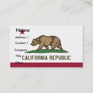 Visitekaartje met vlag van Californië U.S.A.