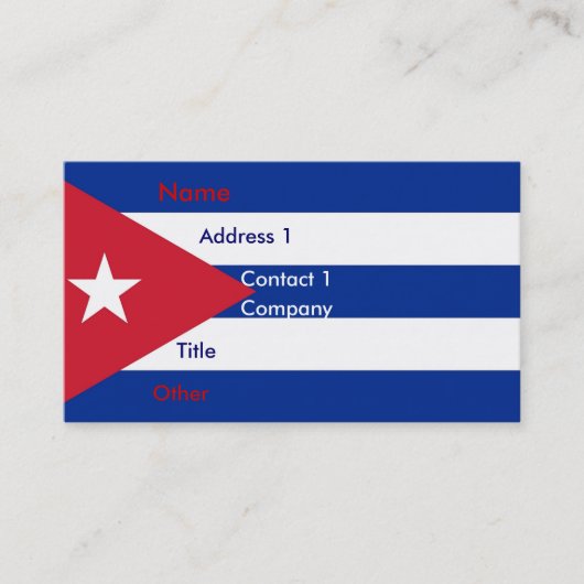 Visitekaartje met vlag van Cuba (Voorkant)
