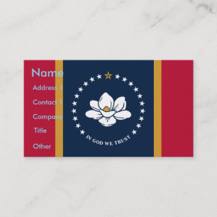 Visitekaartje met vlag van de staat Mississippi, V