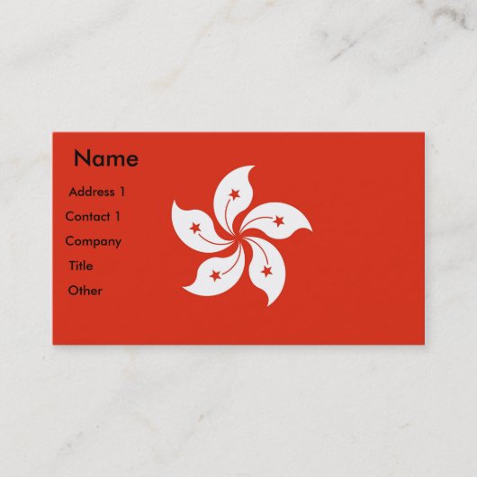 Visitekaartje met vlag van Hongkong, China (Voorkant)