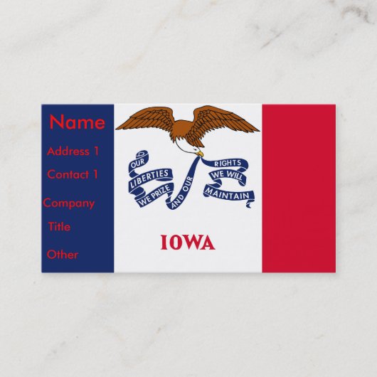 Visitekaartje met vlag van Iowa (Voorkant)