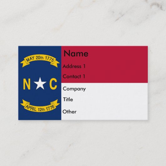 Visitekaartje met vlag van North Carolina U.S.A. (Voorkant)