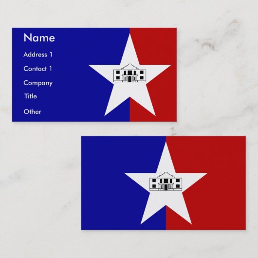 Visitekaartje met vlag van San Antonio, U.S.A. (Voorkant / Achterkant)