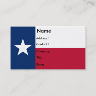 Visitekaartje met vlag van Texas U.S.A.