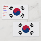 Visitekaartje met vlag van Zuid-Korea (Voorkant / Achterkant)