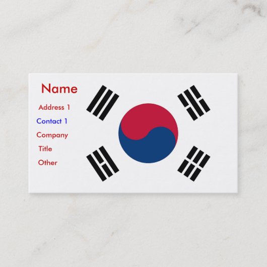 Visitekaartje met vlag van Zuid-Korea (Voorkant)