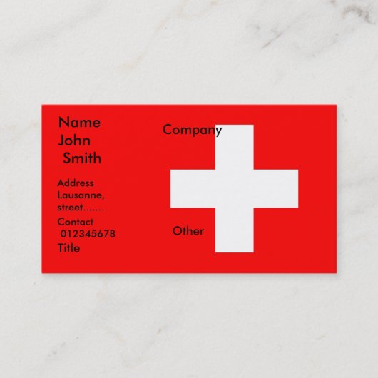 Visitekaartje met vlag van Zwitserland (Voorkant)