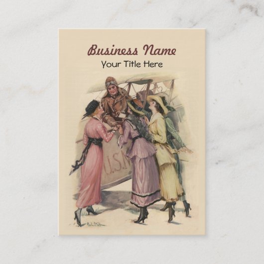 Visitekaartje met  vliegtuig (Voorkant)