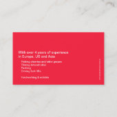 Visitekaartje met volledige details voor fruitpluk (Achterkant)