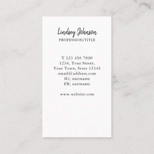 Visitekaartje met winstoogmerk (Achterkant)