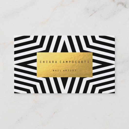 Visitekaartje met wit en zwart sterpatroon (Voorkant)