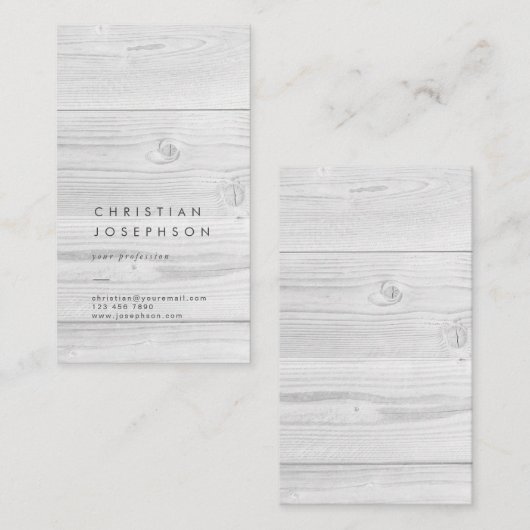 visitekaartje met wit houtontwerp (Voorkant / Achterkant)