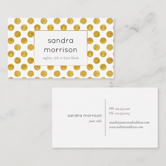 visitekaartje met witte en goudstippen (Voorkant / Achterkant)