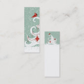 Visitekaartje met witte kerstBladwijzer (Voorkant / Achterkant)