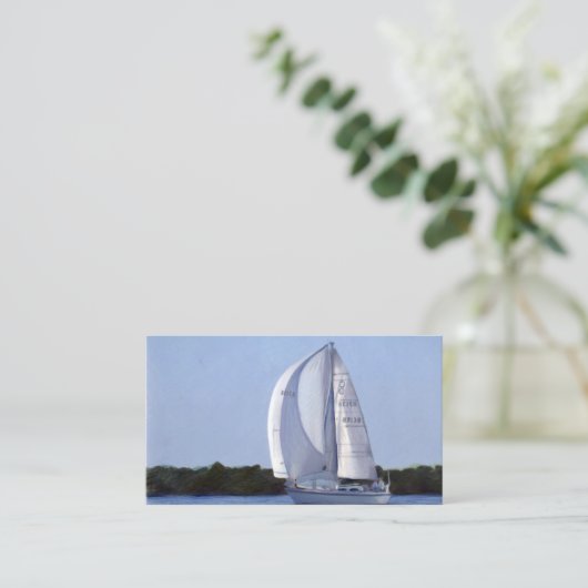 Visitekaartje met zeilboot (Staand voorkant)