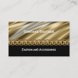 Visitekaartje met zilver-, zwart- en goudketen