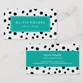 Visitekaartje met zwart/Turquoise Dot Spot Pattern (Voorkant / Achterkant)