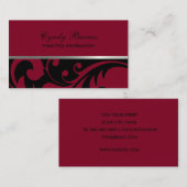 Visitekaartje met zwart-wit en rood Damask (Voorkant / Achterkant)