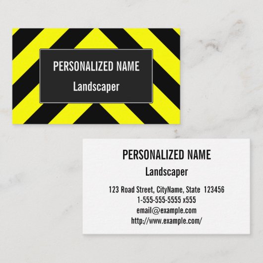 Visitekaartje met zwarte en gele Chevron-achtige p (Voorkant / Achterkant)