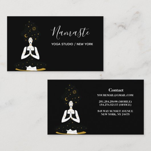 Visitekaartje met zwarte en goudCelsius Yoga (Voorkant / Achterkant)