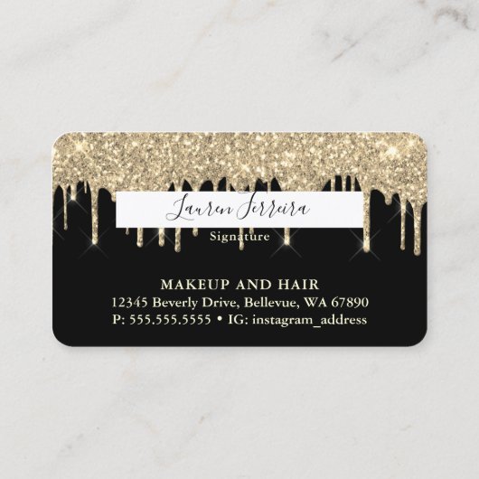 Visitekaartje met zwarte en gouden creditcard (Achterkant)