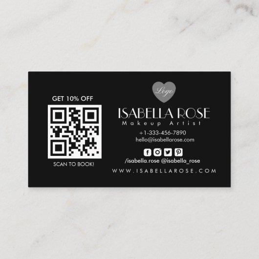 Visitekaartje met zwarte en goudmarmer (Achterkant)