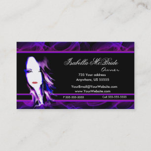 Visitekaartje met zwarte en Paarse haarstaartlijst