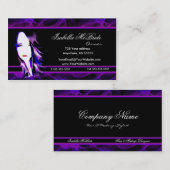 Visitekaartje met zwarte en Paarse haarstaartlijst (Voorkant / Achterkant)