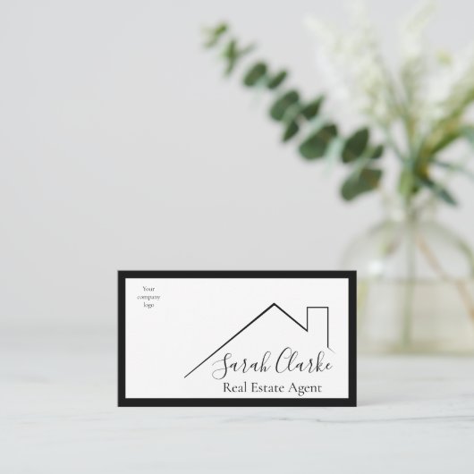 Visitekaartje met zwarte en rode bovenrand (Staand voorkant)