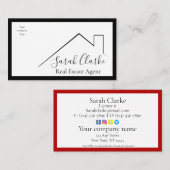 Visitekaartje met zwarte en rode bovenrand (Voorkant / Achterkant)