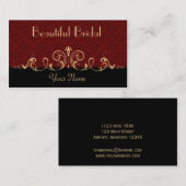 Visitekaartje met zwarte en rode Damask Gold Scrol (Voorkant / Achterkant)