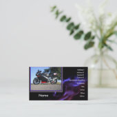 Visitekaartje met zwarte en rode motorfiets (Staand voorkant)
