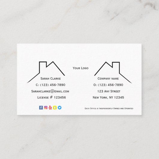 Visitekaartje met zwarte en witte bovenrand (Achterkant)