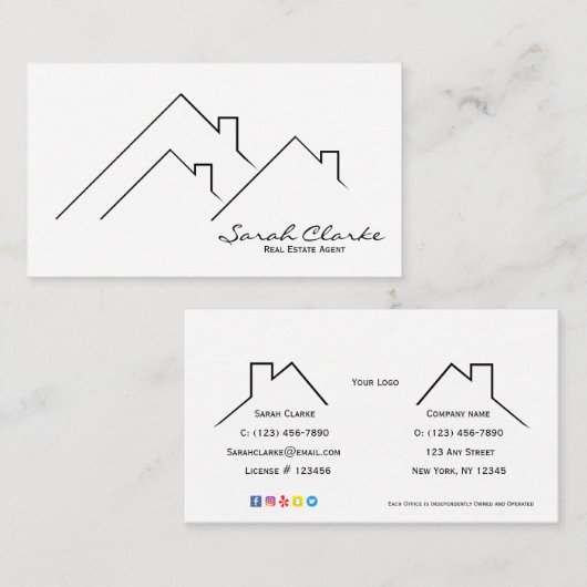 Visitekaartje met zwarte en witte bovenrand (Voorkant / Achterkant)